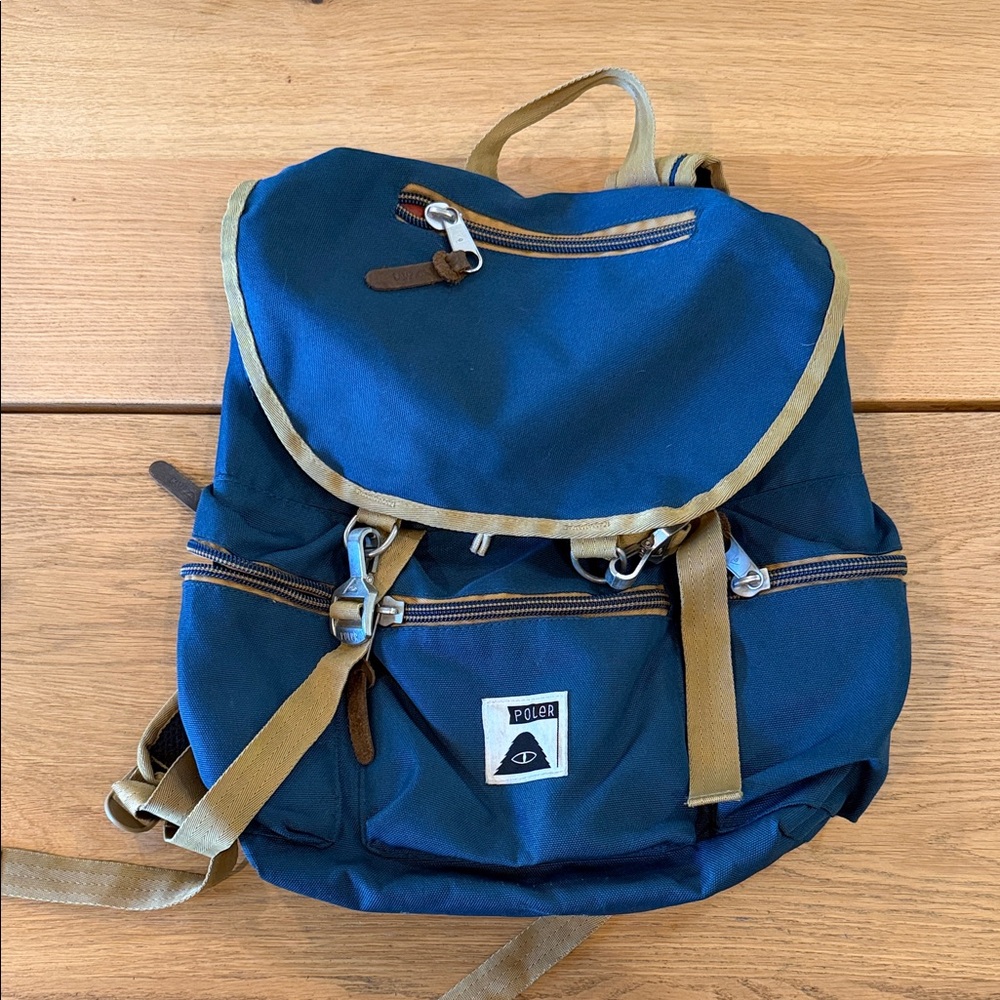 Poler Blue and Tan Canvas Backpack